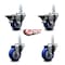 Service Caster 3'' Blue Polyurethane Wheel Swivel 7/8'' Square Stem Caster Set 2 Brakes, 4PK SCC-SQ20S314-PPUB-BLUE-PLB-78-2-S-2 - alternate 4